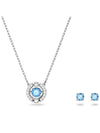 Sparkling Dance Round Earrings Necklace Set Blue Silver - SWAROVSKI - BALAAN 3