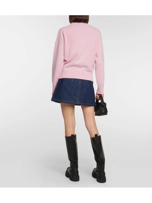 graphic peach round neck pullover knit top pink - GANNI - BALAAN.