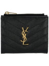 Cassandre Matelasse Grain De Poudre Embossed Leather Half Wallet Black - SAINT LAURENT - BALAAN 2