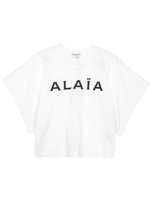 Logo Print Crew Neck Cotton Short Sleeve T-Shirt White - ALAIA - BALAAN 2