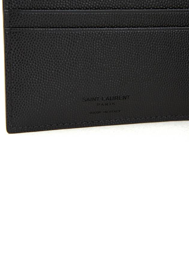 Classic Logo Textured Leather Half Wallet Black - SAINT LAURENT - BALAAN 8