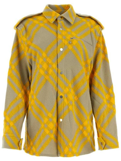 Check Wool Blend Shirt Yellow - BURBERRY - BALAAN 2