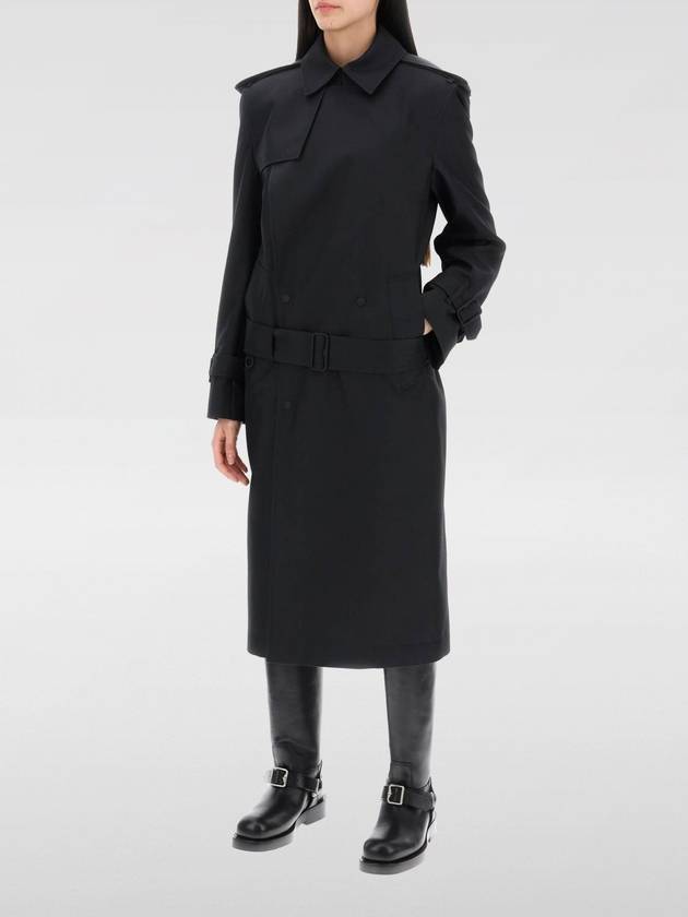 Belted Long Silk Blend Trench Coat Black - BURBERRY - BALAAN 5