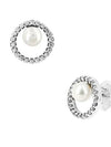 Women's Treated Freshwater Cultured Pearl Pave Halo Stud Earrings Silver - PANDORA - BALAAN 5