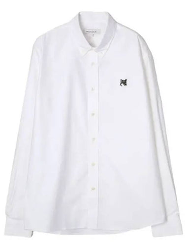 Oxford Gray Foxhead Patch Button Down Casual Shirt - MAISON KITSUNE - BALAAN 1