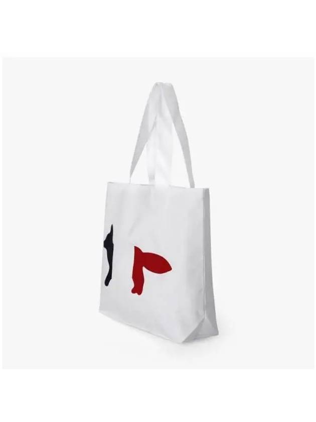 Tricolor Fox Tote Bag White - MAISON KITSUNE - BALAAN 4