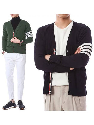 4line armband Vneck cardigan - THOM BROWNE - BALAAN 1