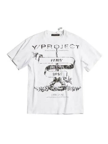 Y PROJECT Paris Vest Graphic Printing Short Sleeve White TS75 J38 - Y/PROJECT - BALAAN 1