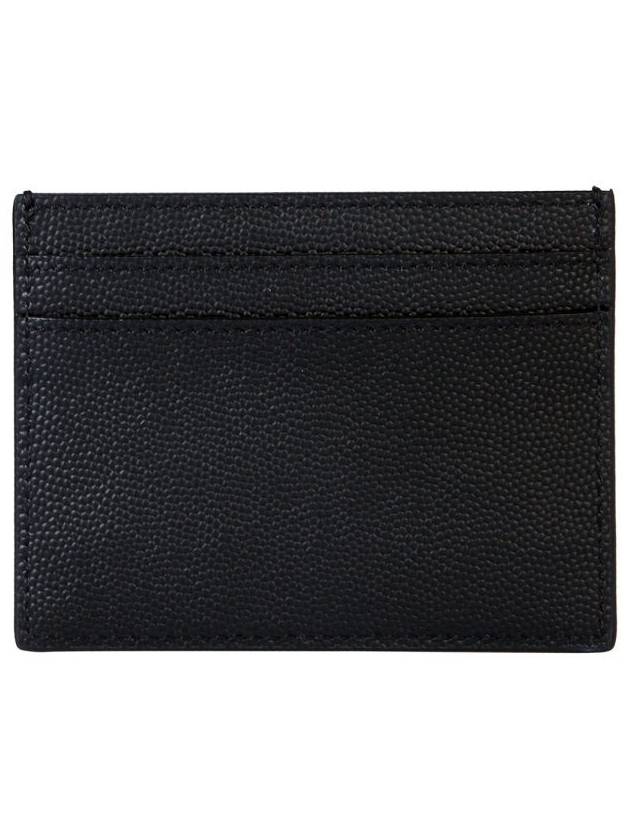 Embossed Leather Card Wallet Black - SAINT LAURENT - BALAAN 3