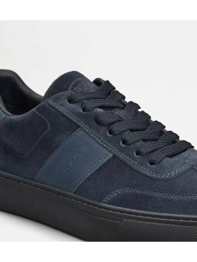 Embossing Logo Suede Low Top Sneakers Navy - TOD'S - BALAAN 5