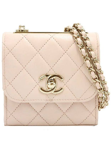 Chanel A81633 Light Beige Lambskin Gold CC Logo Trendy Mini Cross Bag 31st - CHANEL - BALAAN 1