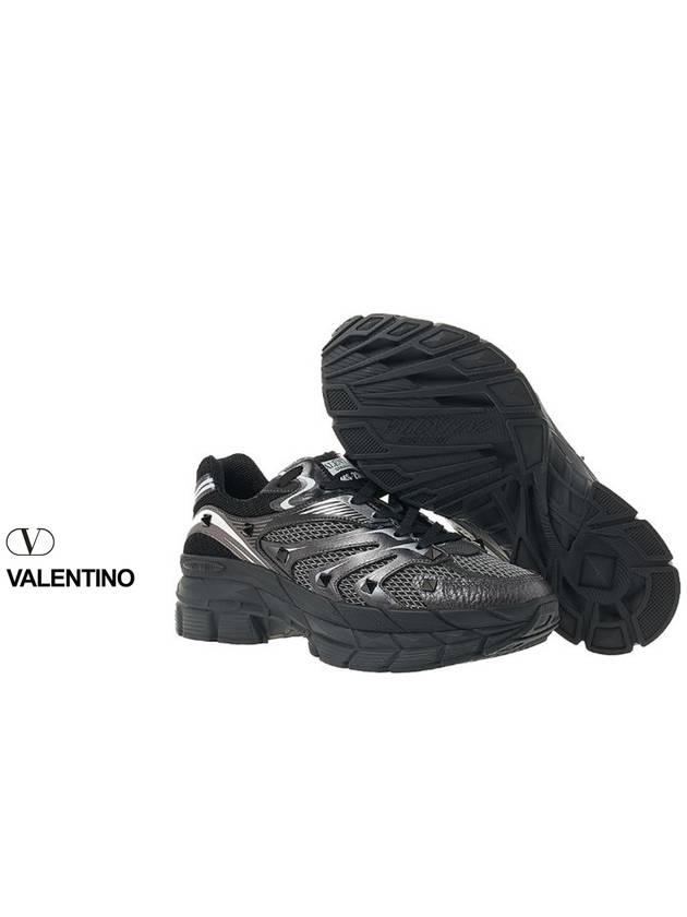 Fabric Calfskin Low Top Sneakers Black - VALENTINO - BALAAN 8