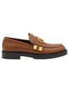 Calfskin Studded Sign Loafer Brown - VALENTINO - BALAAN.