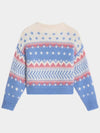 Crew Neck Knit Top In Fair Isle Mohair And Silk Light Blue - CELINE - BALAAN 3