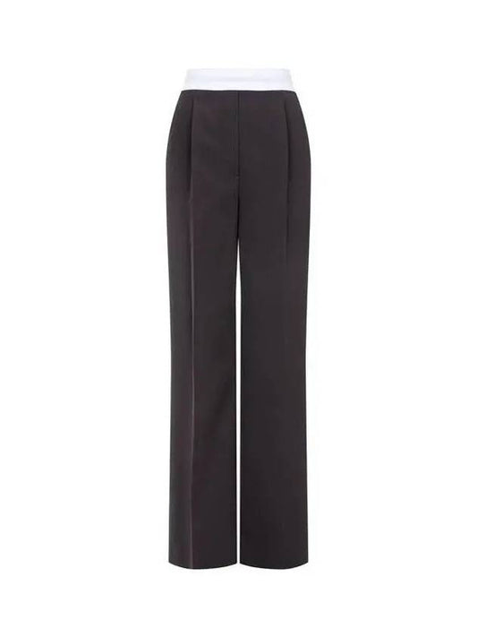 Logo banding high waist pants dark brown 271125 - ALEXANDER WANG - BALAAN 1