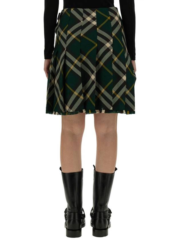 Check Pattern Wool A-Line Skirt Green - BURBERRY - BALAAN 4