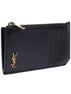 Monogram Leather Gold Zipper Card Wallet Black - SAINT LAURENT - BALAAN 4