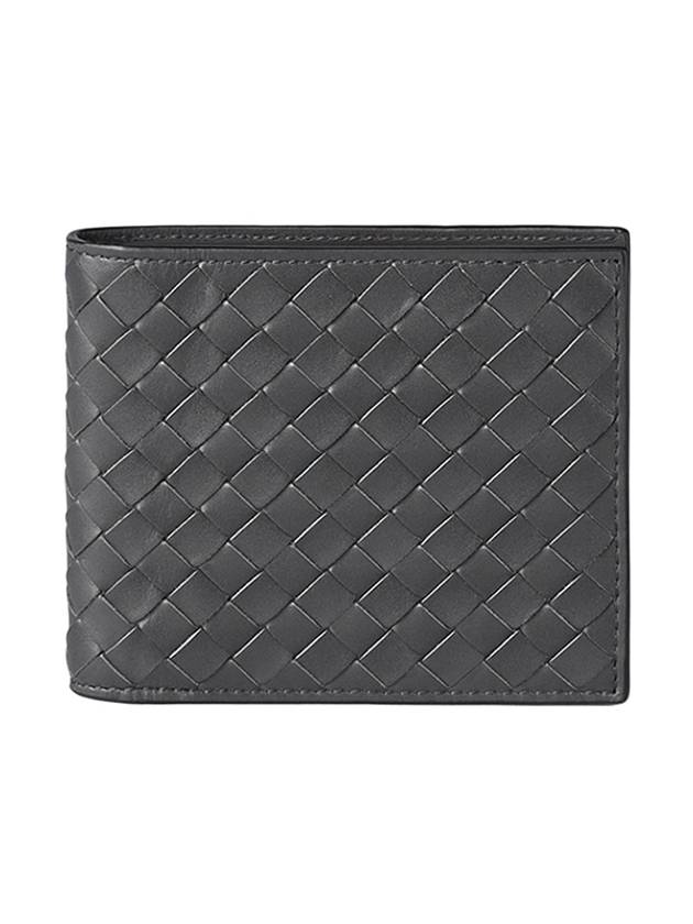 Intrecciato Weaving Half Wallet Dark Grey - BOTTEGA VENETA - BALAAN 1