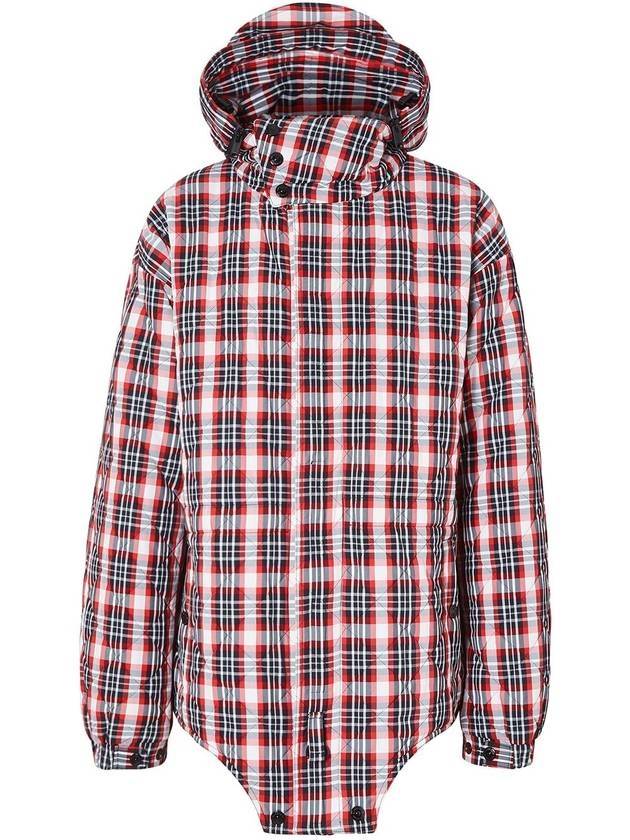 Men's Check Print Parka Red - BURBERRY - BALAAN 1