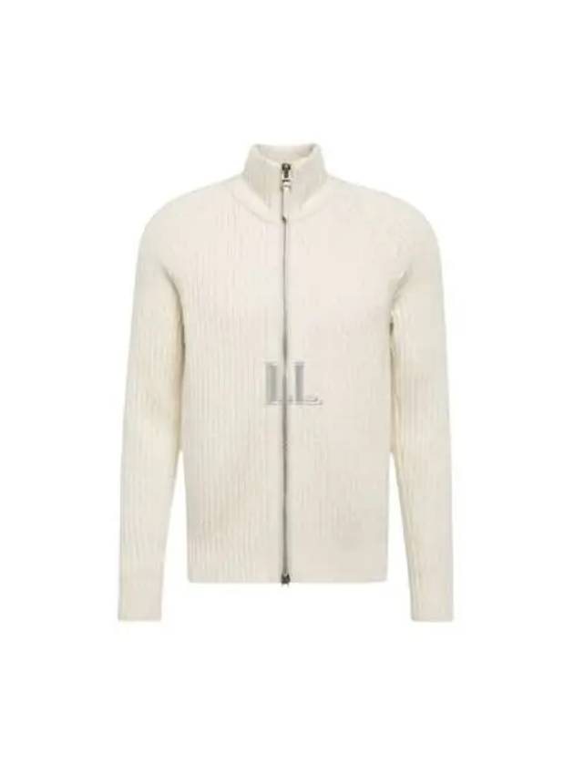 Ribbed Knit Wool Cashmere Cardigan Ivory - TOM FORD - BALAAN 2