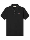 Tricolor Fox Patch Short Sleeve Polo Shirt Black - MAISON KITSUNE - BALAAN 1