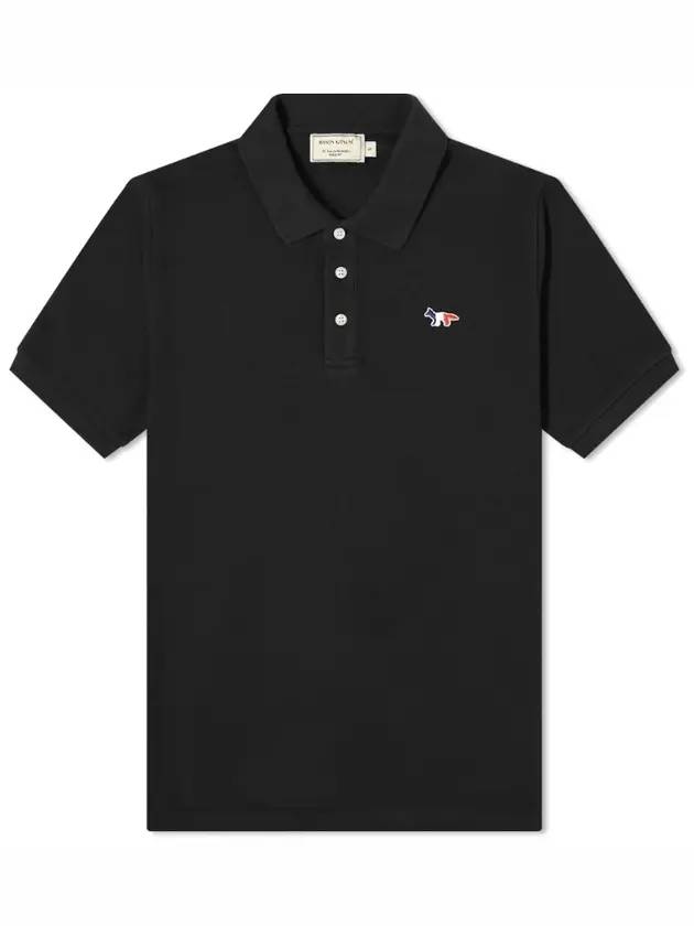 Tricolor Fox Patch Short Sleeve Polo Shirt Black - MAISON KITSUNE - BALAAN 1