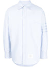 Striped Detail Long Sleeved Shirt Light Blue - THOM BROWNE - BALAAN 3