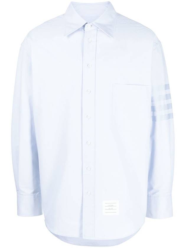 Striped Detail Long Sleeved Shirt Light Blue - THOM BROWNE - BALAAN 3