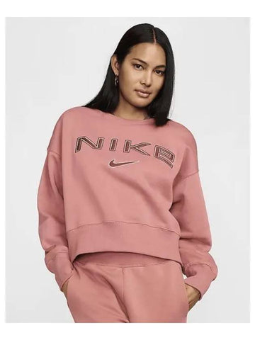 Sportswear Phoenix Fleece Women s Oversized Crew Neck Logo Sweatshirt Canyon Pink Light Orewood Brown Red Sepia FV7675 634 696925 - NIKE - BALAAN 1