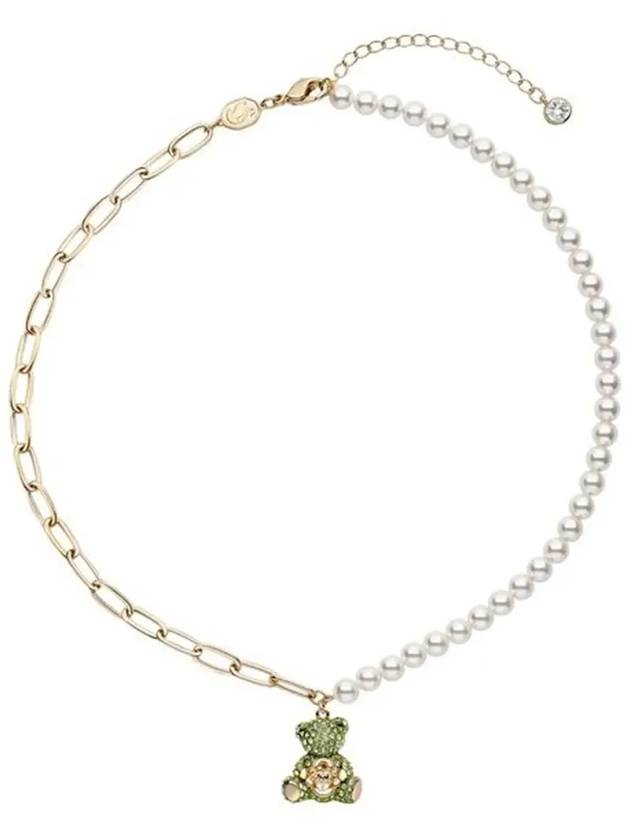 Teddy Pendant Pearl Necklace Green Gold - SWAROVSKI - BALAAN 4