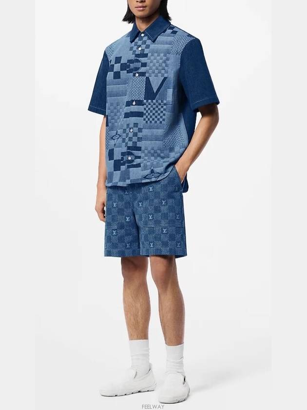 1AFVQG printed short sleeved denim shirt - LOUIS VUITTON - BALAAN 3