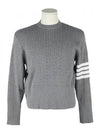 Baby Cable Cotton 4 Bar Crew Neck Knit Top Grey - THOM BROWNE - BALAAN 2