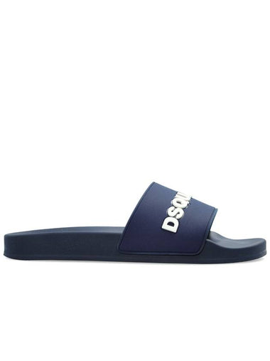 Dsquared2 Slides With Logo, Men's, Navy Blue - DSQUARED2 - BALAAN 1