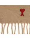 Small Heart Logo Wool Scarf Beige - AMI - BALAAN 4