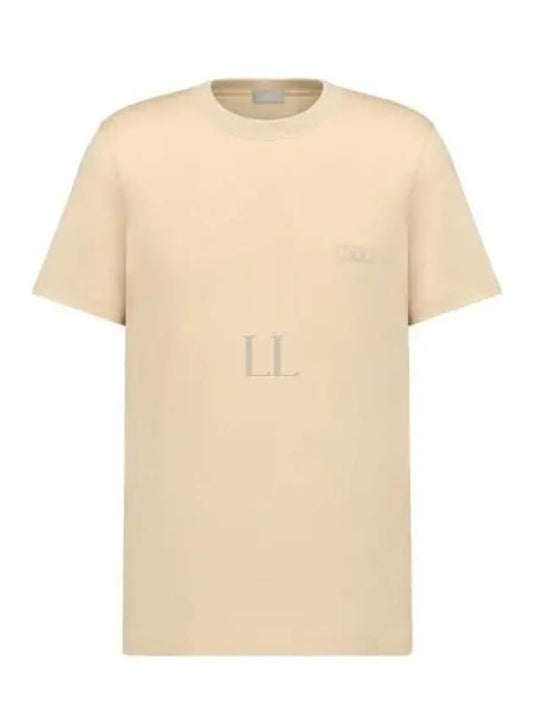 Embroidered Logo Cotton Jersey Short Sleeve T-Shirt Beige - DIOR - BALAAN 2