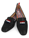 Women's Pebble Grain Leather Flexible Leather Sole 3 Bow Loafer Black - THOM BROWNE - BALAAN 4