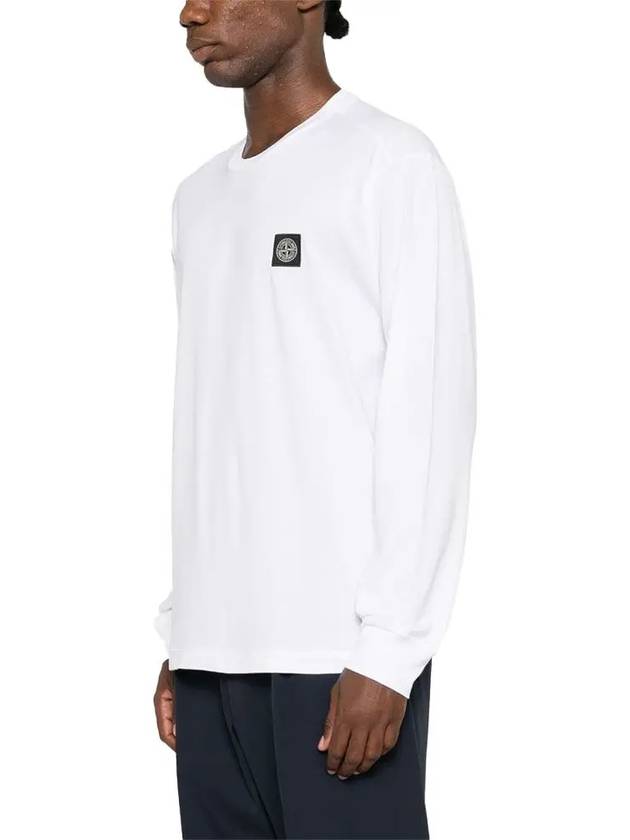 Chest Patch Long Sleeve T-Shirt White - STONE ISLAND - BALAAN 4