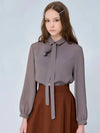 Tie blouse check brown 0121 - VOYONN - BALAAN 5