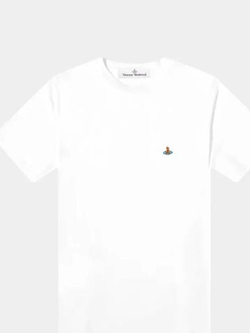 Short sleeve unisex ORB embroidery logo classic tshirt white 3G010006 - VIVIENNE WESTWOOD - BALAAN 1