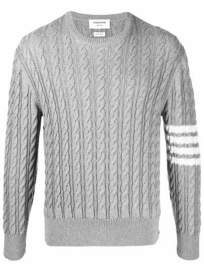 Diagonal Armband Cable Knit Top Grey - THOM BROWNE - BALAAN 2