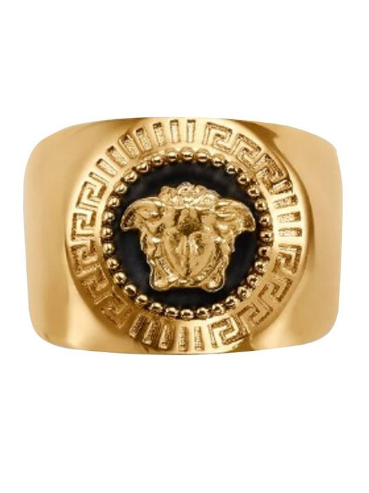 Round Enamel Medusa Ring Gold - VERSACE - BALAAN.