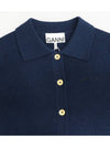 Goldplated navy shortsleeved knit - GANNI - BALAAN 7