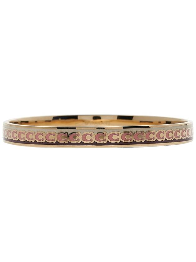 Logo Pattern Hinged Bangle Bracelet Gold Pink - COACH - BALAAN 5