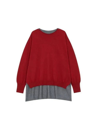 Y's side slit color block knit red 270053 - YOHJI YAMAMOTO - BALAAN 1