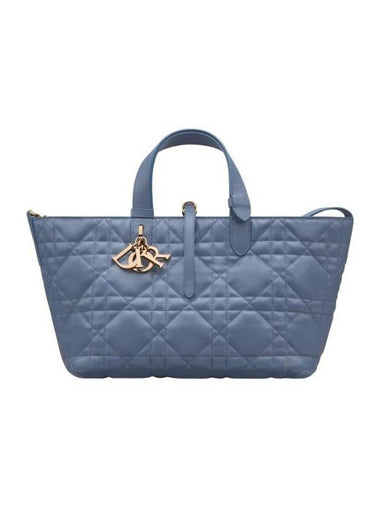 Toujours Macrocannage Calfskin Medium Tote Bag Denim Blue - DIOR - BALAAN 1