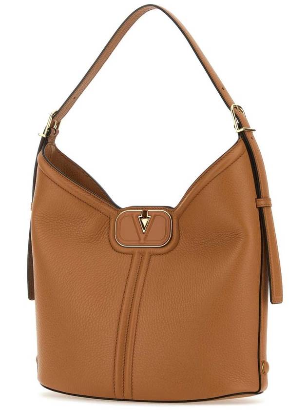 V logo leather hobo shoulder bag almond - VALENTINO - BALAAN 3