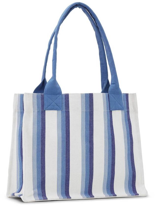 Large Striped Canvas Tote Bag Blue - GANNI - BALAAN 3