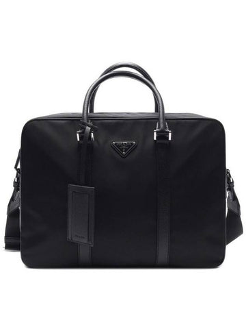 Saffiano Trimmed Briefcase Black 2VE661 2FMO F000 - PRADA - BALAAN 1