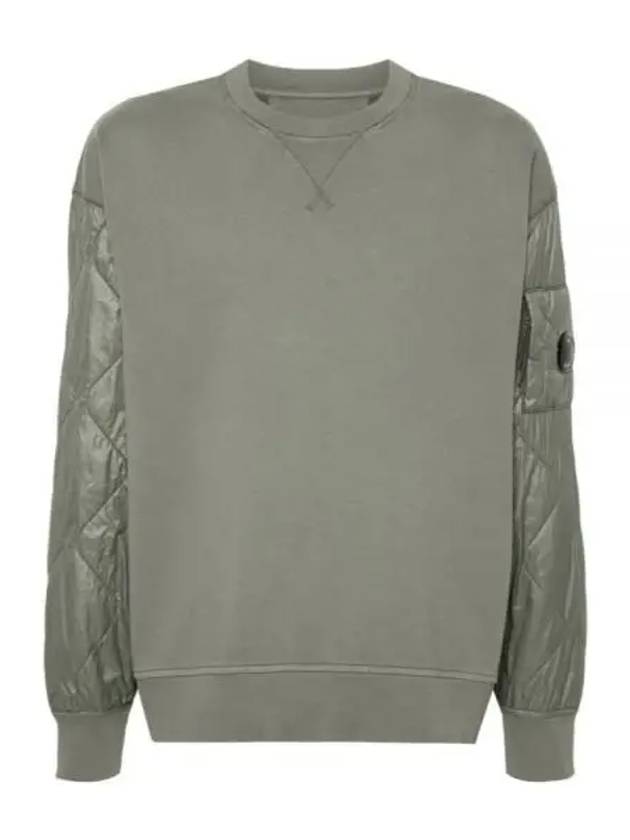 Diagonal Raised Fleece Mixed Quilted Crew Neck Sweatshirt Green - CP COMPANY - BALAAN 2