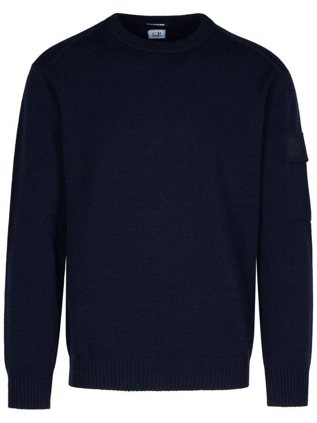 Merino Wool Crew Neck Knit Top Navy - CP COMPANY - BALAAN 2